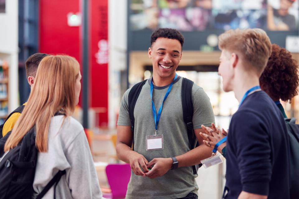 A group of students talking