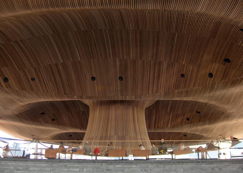 Inside the Senedd building