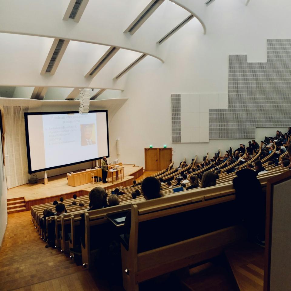 A photo of students in a lecture theatre