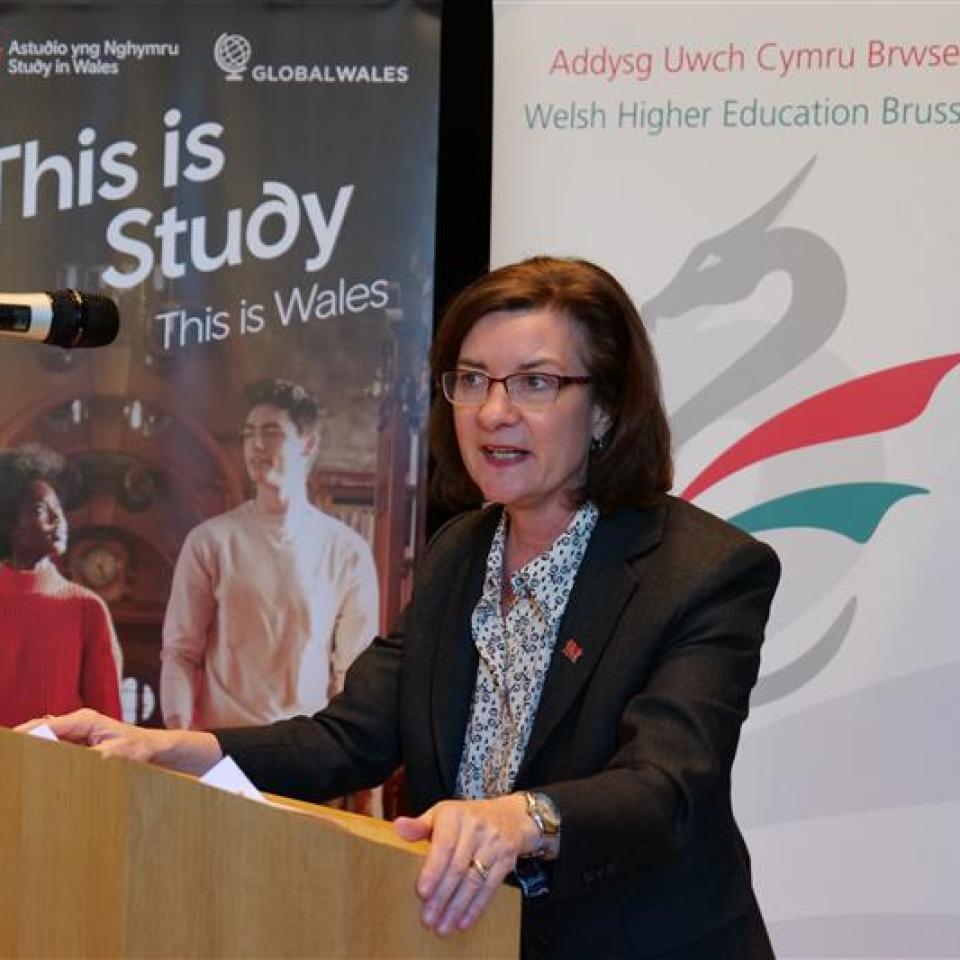 First Minister of Wales Eluned Morgan at Brussels event
