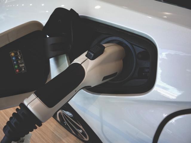 An electric car charging