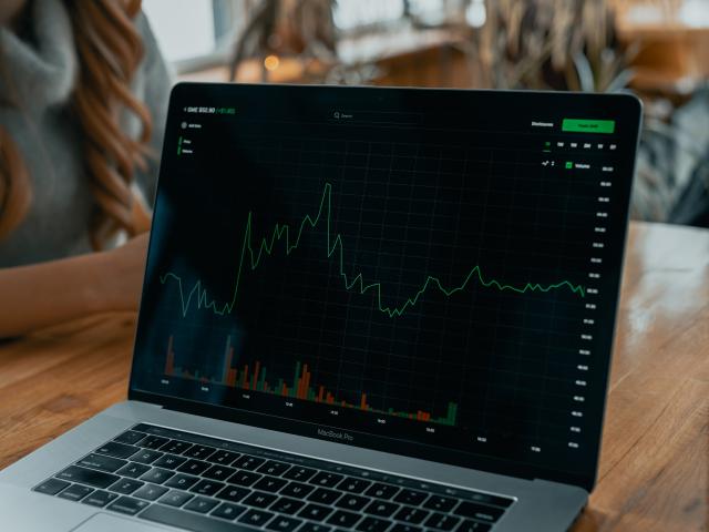 A laptop showing a graph