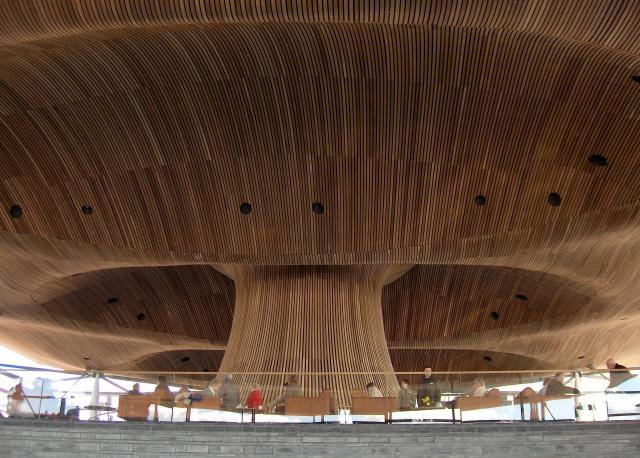 Inside the Senedd building