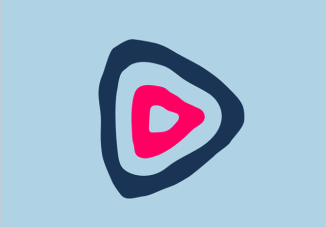 Pale blue, navy and pink abstract graphic
