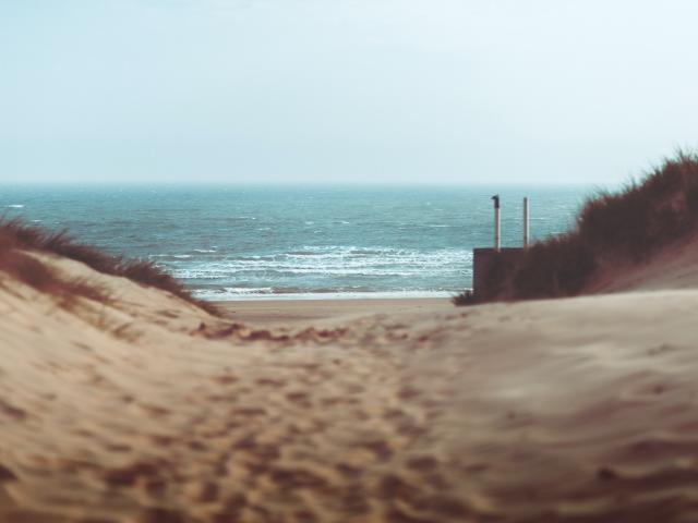 A sandy path down to beach and the sea
