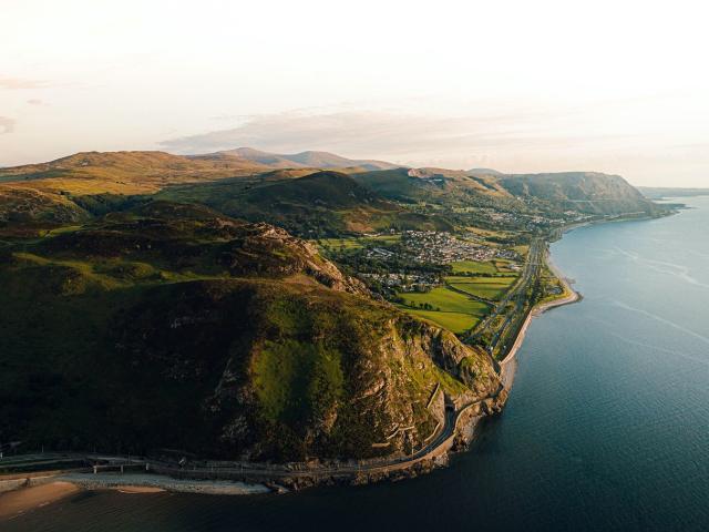 Aerial shot of North Wales coastline
