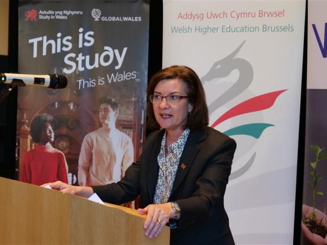 First Minister of Wales Eluned Morgan at Brussels event
